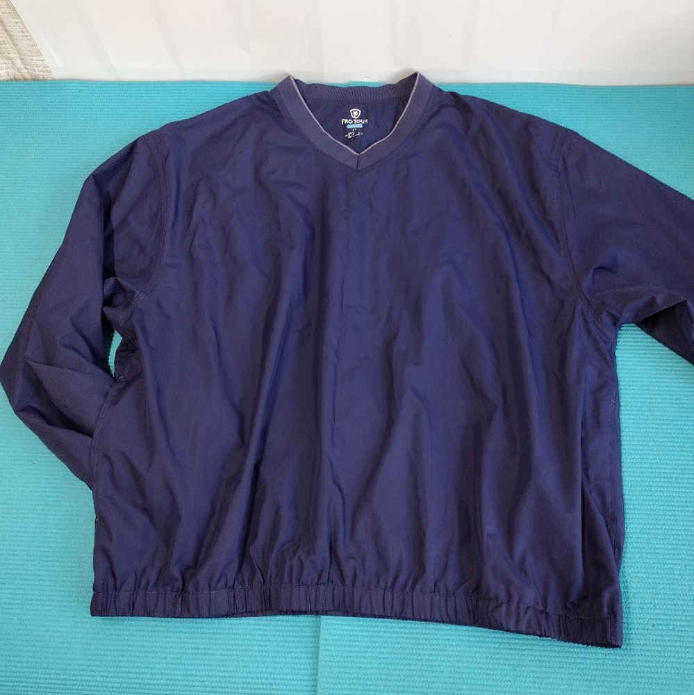 Pro Tour Cool Play Men’s Navy Pullover Windbreaker Jacket Mesh Lining XL